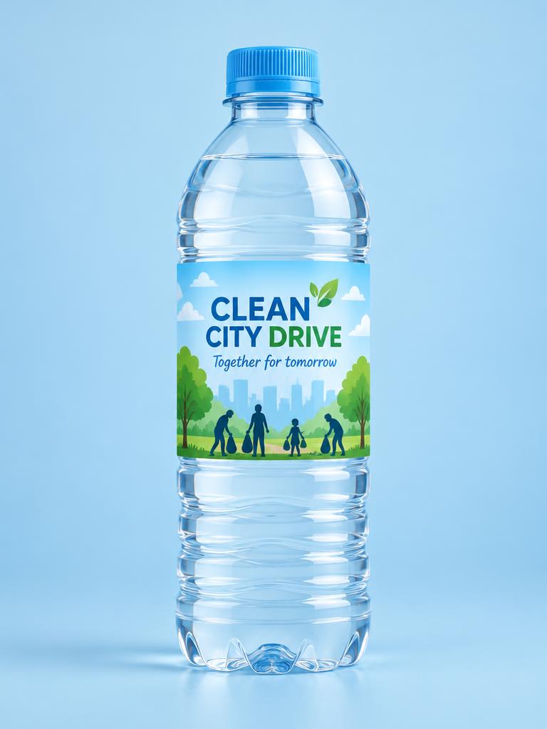 Campaign & Public Event customized water bottle sample: Clean City Drive