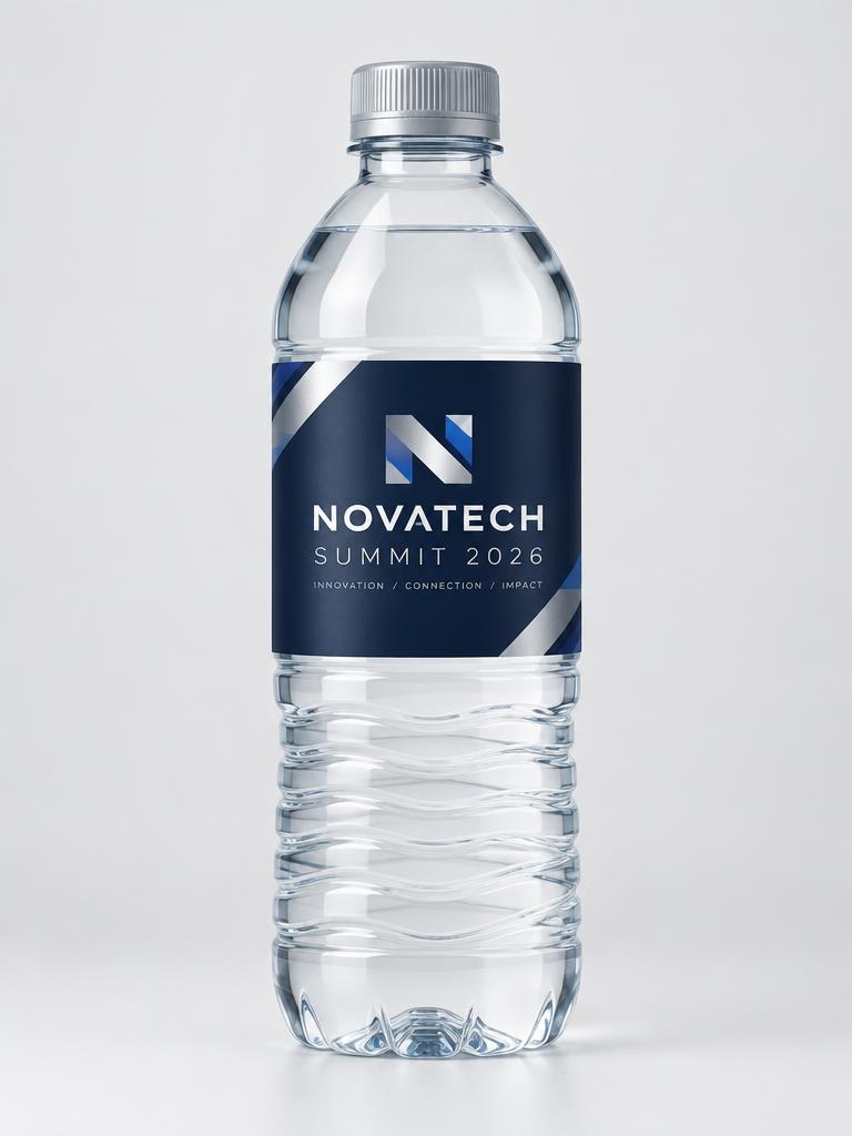 Corporate Event customized water bottle sample: Novatech Summit