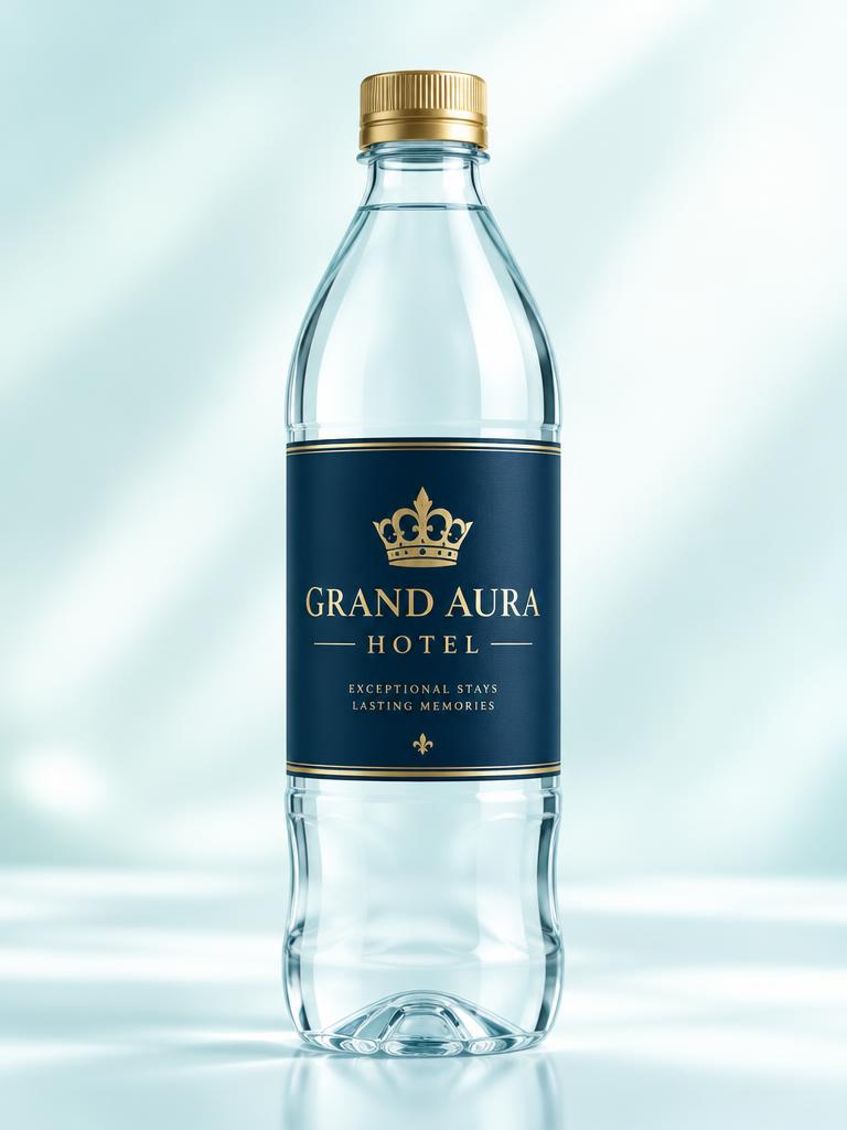 Luxury Hotel customized water bottle sample: Grand Aura Hotel